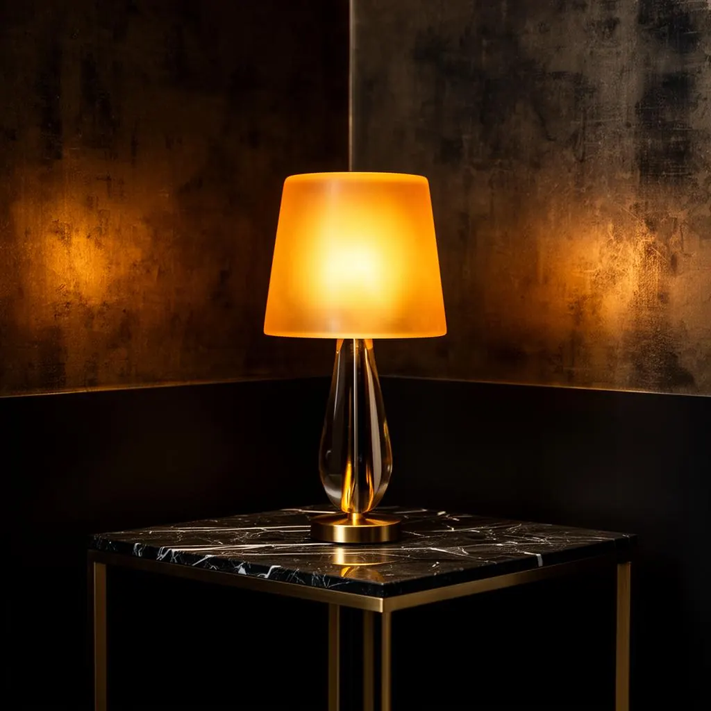 Elegant designer lamp with warm amber glow